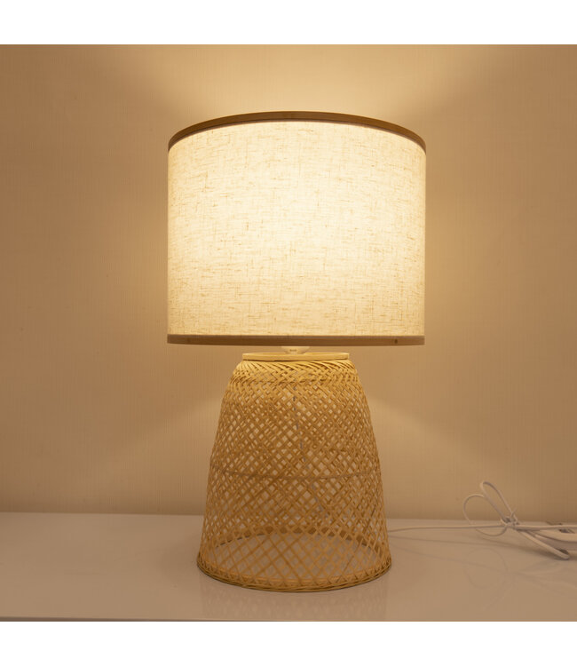 Lampe de Table en Bambou Naturel Fait Main - Phoebe D32xH49.5cm