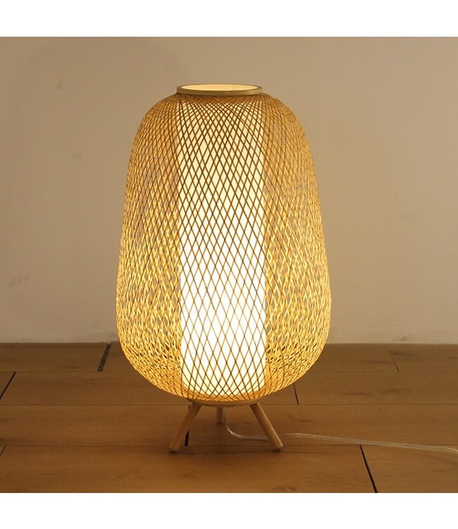 Lampe en Rotin de Bambou Faite Main - Isolde D38xH60cm