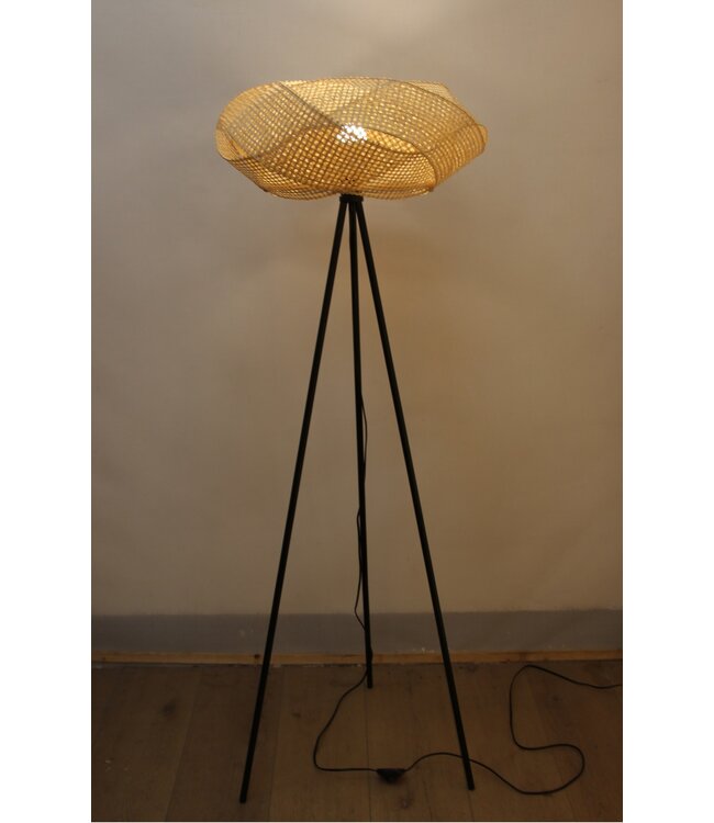 Bamboo Webbing Floor Lamp Natural Handmade - Kaia D55xH160cm