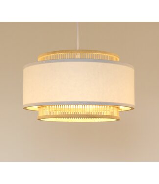 Fine Asianliving Lampadario a Sospensione in Bamboo Fatto a Mano - Arlette D40xA23cm