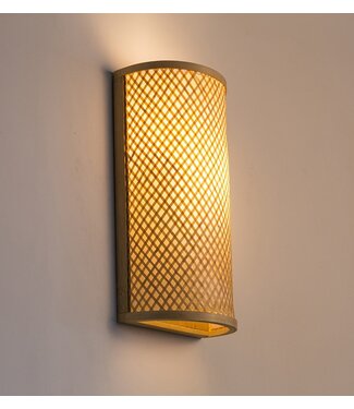 Fine Asianliving Bamboo Webbing Wall Lamp Natural - Willow W21xD12xH40cm