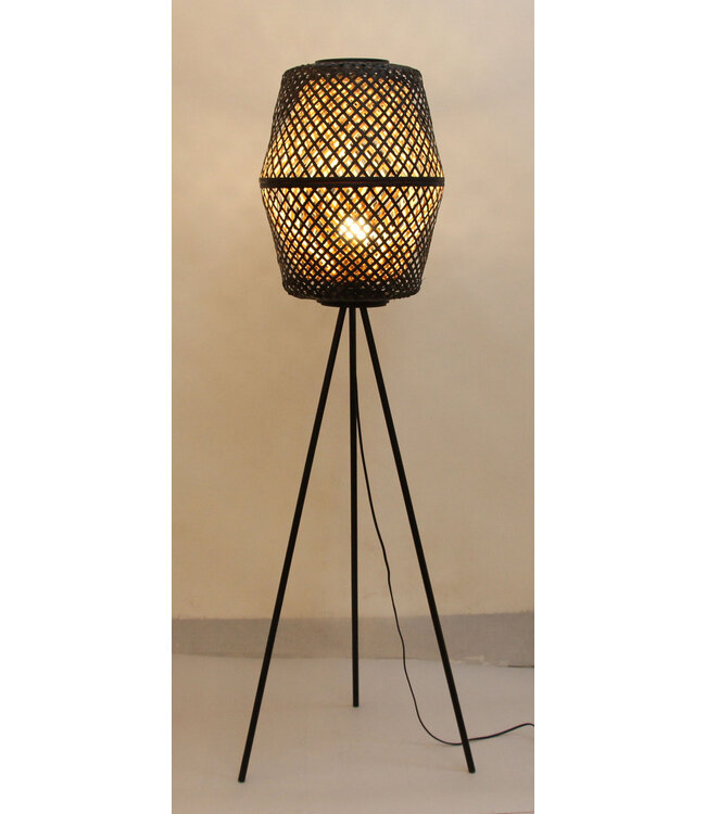 Bamboe Lamp Staand Zwart Handgemaakt - Marley D40xH165cm