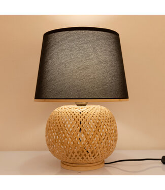 Fine Asianliving Lampada da Tavolo in Bambù Naturale Fatto a Mano - Graham D32xA47cm