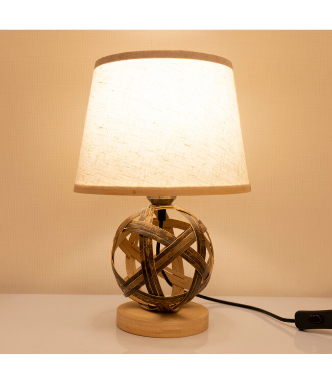 Lampe de Table en Bambou Braun Fait Main - Leila D24xH36cm