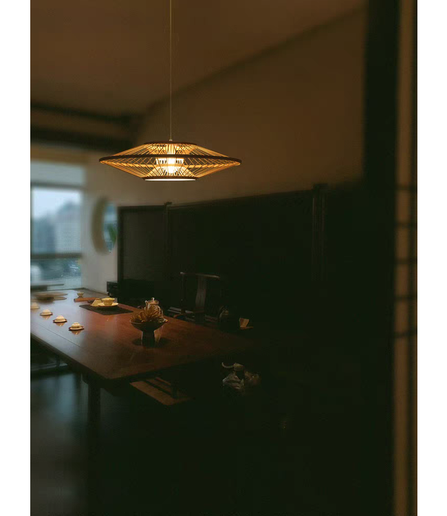 Lámpara de Techo Colgante de Bambú Hecha a Mano - Stella D90cmxA20cm