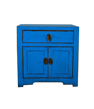 Fine Asianliving Comodino in Legno Dipinto a Mano Blu