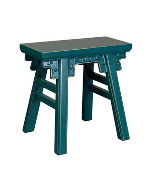 Fine Asianliving Chinese Stool Teal with Details W50xD23xH47cm
