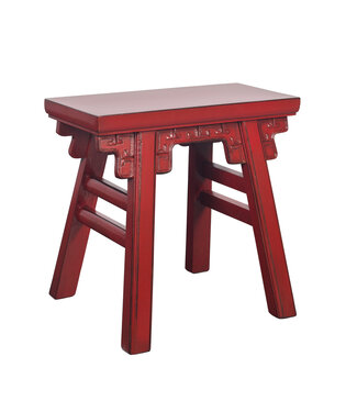 Fine Asianliving Chinese Stool Lucky Red with Details W50xD23xH47cm