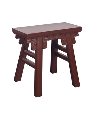 Fine Asianliving Chinese Stool Ruby Red with Details W50xD23xH47cm