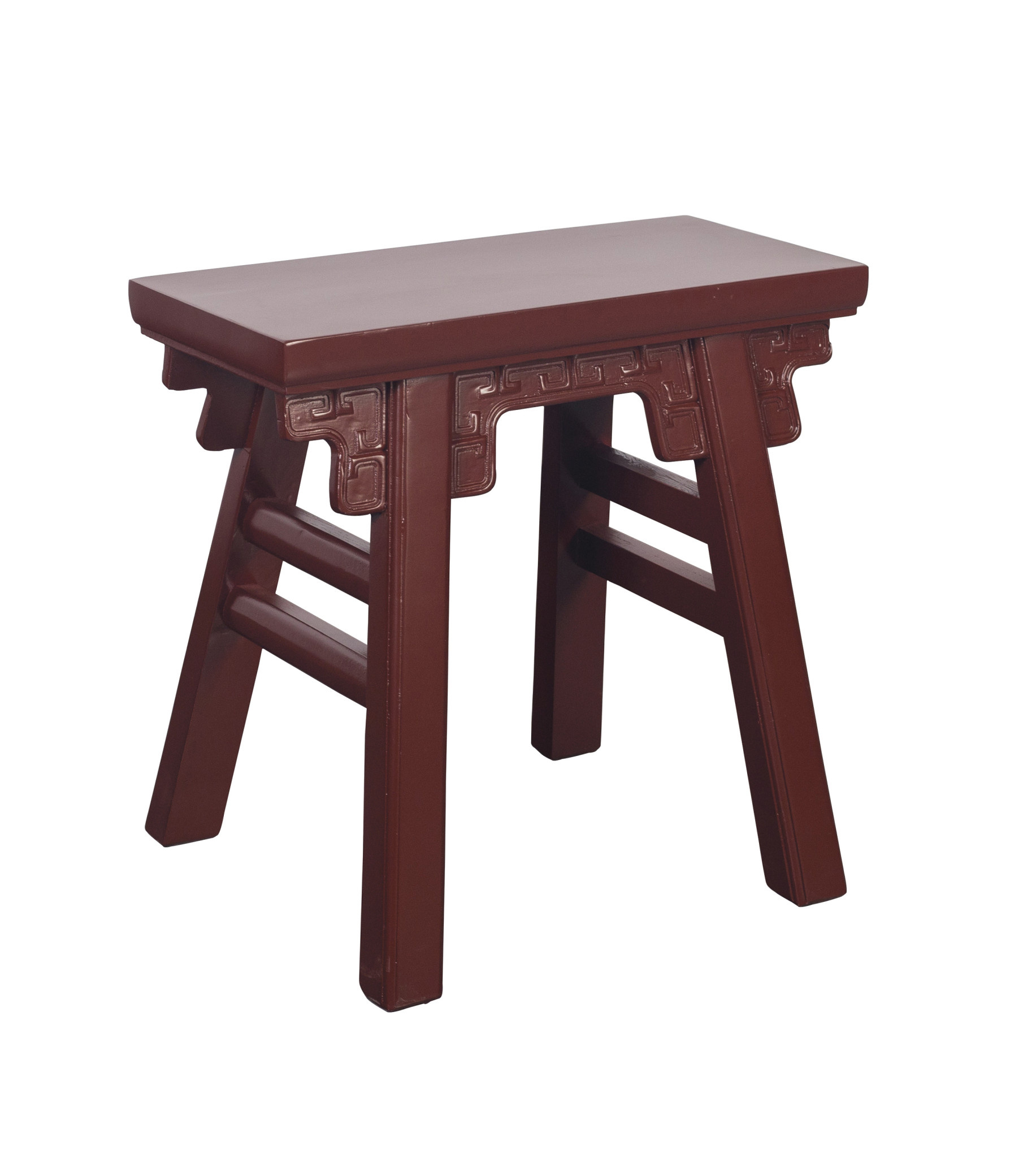 Chinese Stool Ruby Red with Details W50xD23xH47cm - Orientique ...
