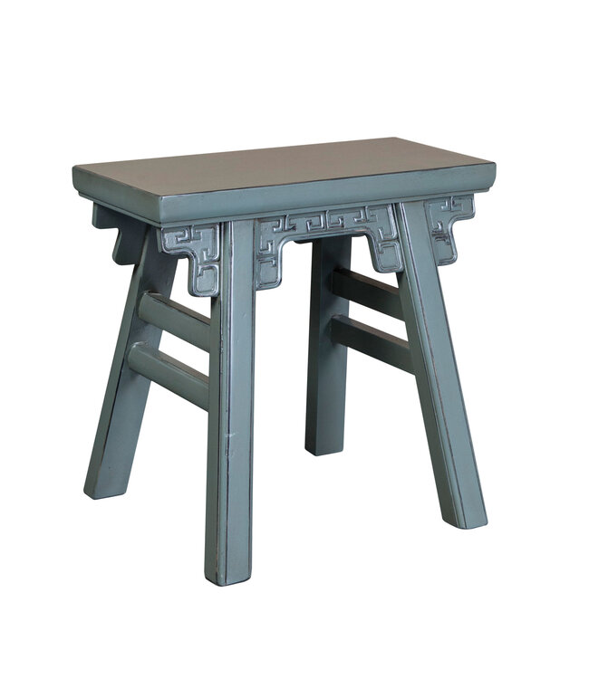 Tabouret Chinois Gris Olive avec des Détails L50xP23xH47cm