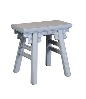 Fine Asianliving Tabouret Chinois Gris Pastel avec des Détails L50xP23xH47cm