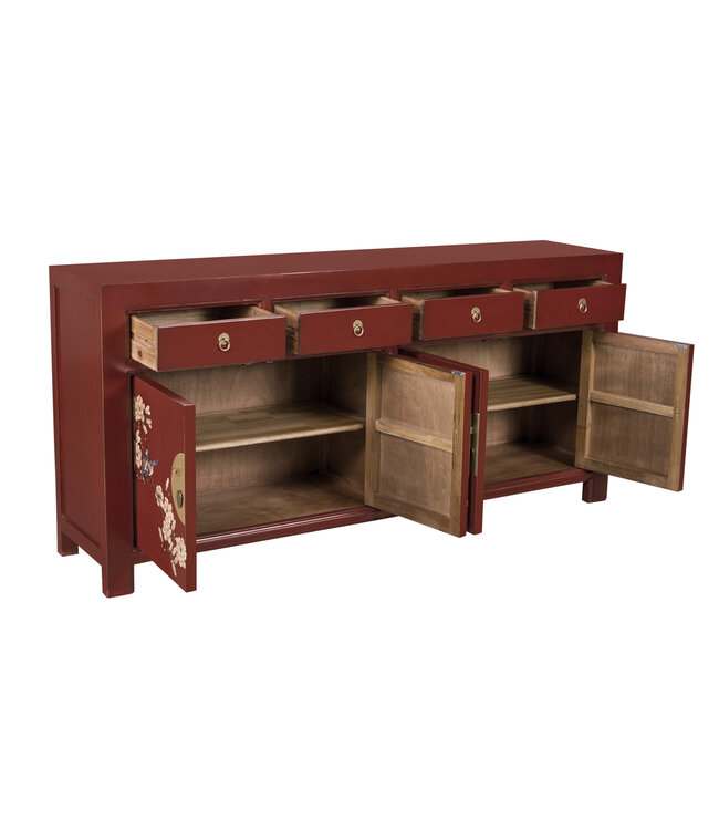 Aparador Chino Scarlet Rojo Pintado a Mano - Orientique Colección An180xP40xAl85cm