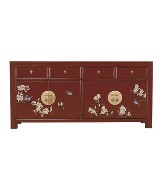 Fine Asianliving Buffet Chinois Scarlet Rouge Peint à la Main - Orientique Collection L180xP40xH85cm