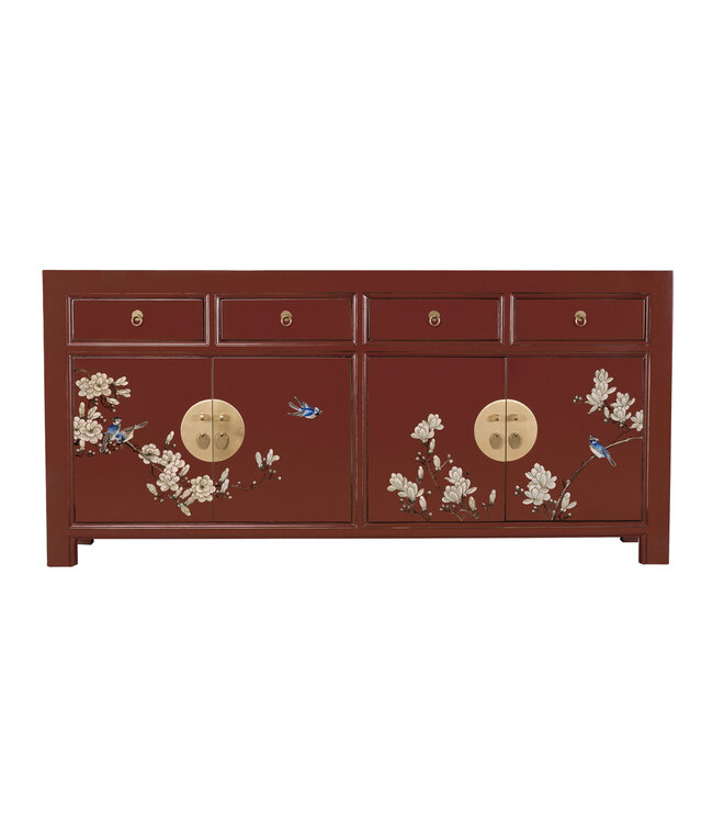 Chinees Dressoir Scarlet Rouge Handbeschilderd - Orientique Collectie B180xD40xH85cm