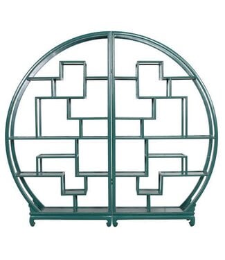 Fine Asianliving Libreria Cinese Verde Pino Rotonda L192xP26xA176cm