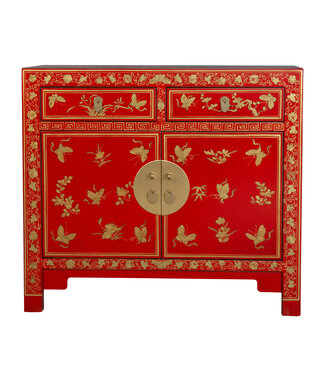 Fine Asianliving PREORDER WEEK 19 Armoire Chinoise Lucky Rouge Papillons Peint à la Main - Orientique Collection L90xP40xH80cm