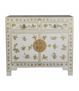 Fine Asianliving PREORDER WEEK 19 Armoire Chinoise Moonshine Grège Papillons Peint à la Main - Orientique Collection L90xP40xH80cm