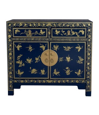 Fine Asianliving Chinese Cabinet Midnight Blue Butterflies Hand-Painted - Orientique Collection W90xD40xH80cm