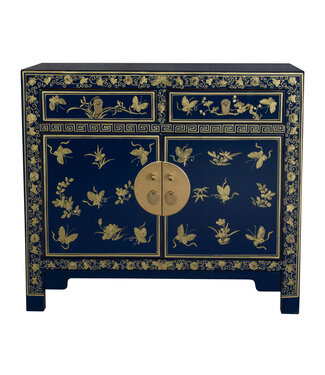 Fine Asianliving PREORDER WEEK 19 Chinese Cabinet Midnight Blue Butterflies Hand-Painted - Orientique Collection W90xD40xH80cm