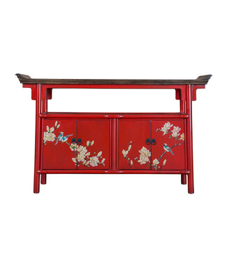 Fine Asianliving Aparador Chino Rojo de Inspiración Tibetana Pintado a Mano An143xP37xAl87cm