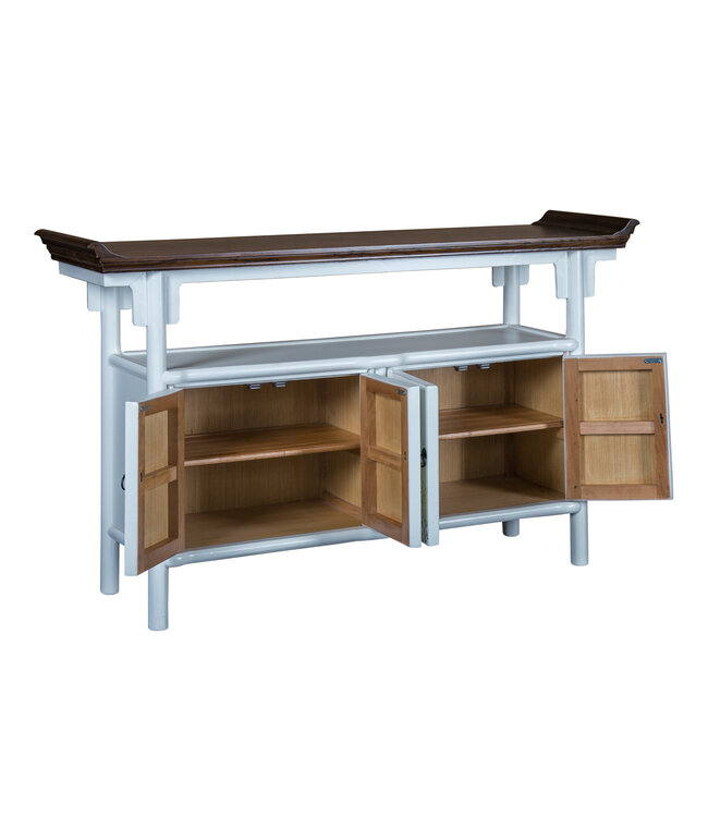 Chinese Sideboard White Tibetan Inspired Handpainted B143xD37xH87cm