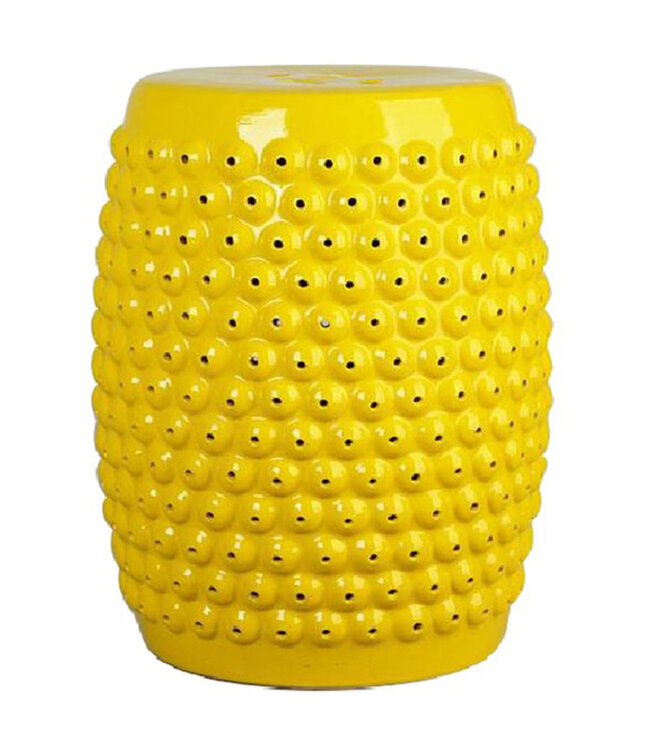Sgabello in Ceramica Giallo Dots Fatto a Mano D33xA46cm