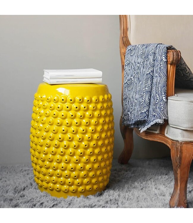 Tabouret Céramique Jaune Dots Fait Main D33xH46cm