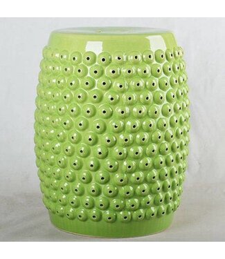Fine Asianliving Keramik Hocker Grün Dots Handgefertigt D33xH46cm