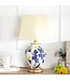 Lampe de Table en Porcelaine Blanc Abstrait Fleurs Fait Main - Aerin D30xH48cm