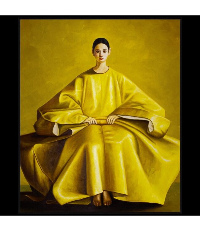 Oil Painting 100% Handpainted Black Frame 120x120cm Chinese Woman Yellow