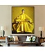 Pittura Ad Olio Dipinto a Mano Cornice Nero 80x80cm Donna Cinesa Giallo