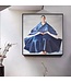 Pittura Ad Olio Dipinto a Mano Cornice Nero 80x80cm Donna Cinesa Blu