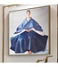 Pittura Ad Olio Dipinto a Mano Cornice Nero 80x80cm Donna Cinesa Blu