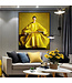 Pittura Ad Olio Dipinto a Mano Cornice Nero 80x80cm Donna Cinesa Giallo