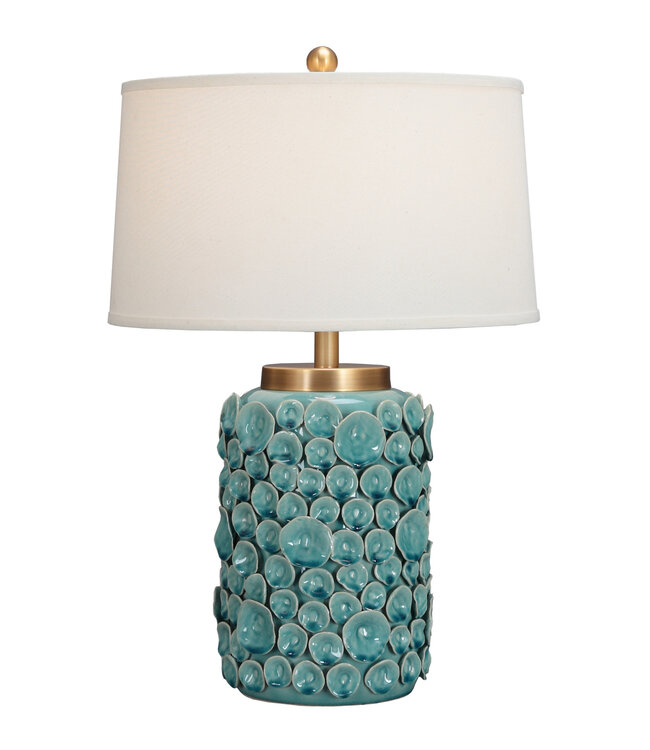 Lampada da Tavolo Cinese in Porcellana con Paralume Turchese Contemporaneo Fatto a Mano D43xA65cm