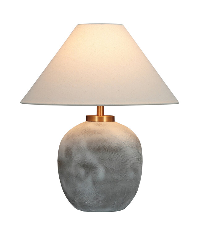 Chinese Table Lamp Porcelain with Lampshade Grey Relief Handmade D41xH48cm