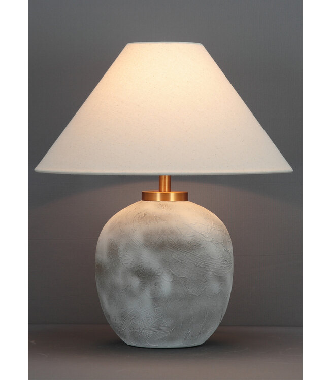 Lampe de Table en Porcelaine Chinoise avec Abat-jour Gris Relief Fait Main D41xH48cm