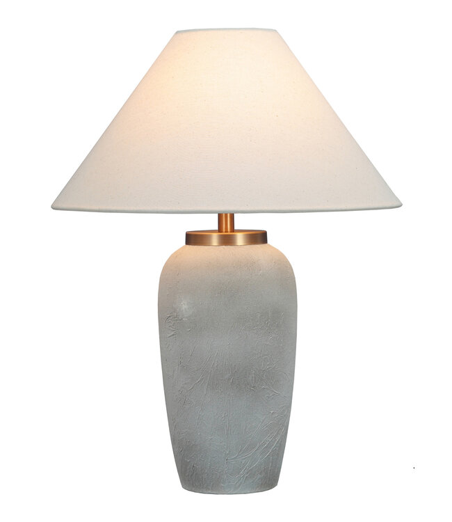 Chinese Table Lamp Porcelain with Lampshade Grey Relief Handmade D41xH54cm