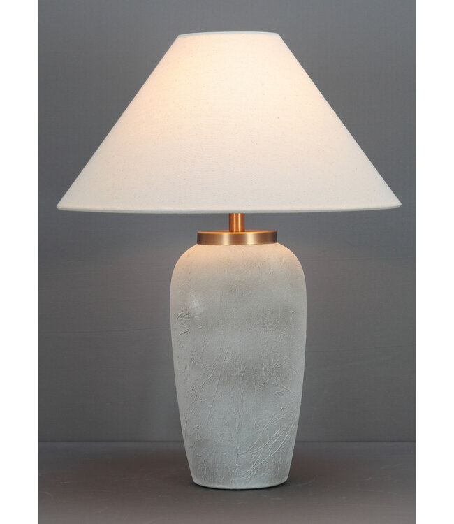 Lampe de Table en Porcelaine Chinoise avec Abat-jour Gris Relief Fait Main D41xH54cm