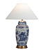 Lampada da Tavolo Cinese in Porcellana con Paralume Blu Bianco Paesaggio Dipinto a Mano D52xA70cm