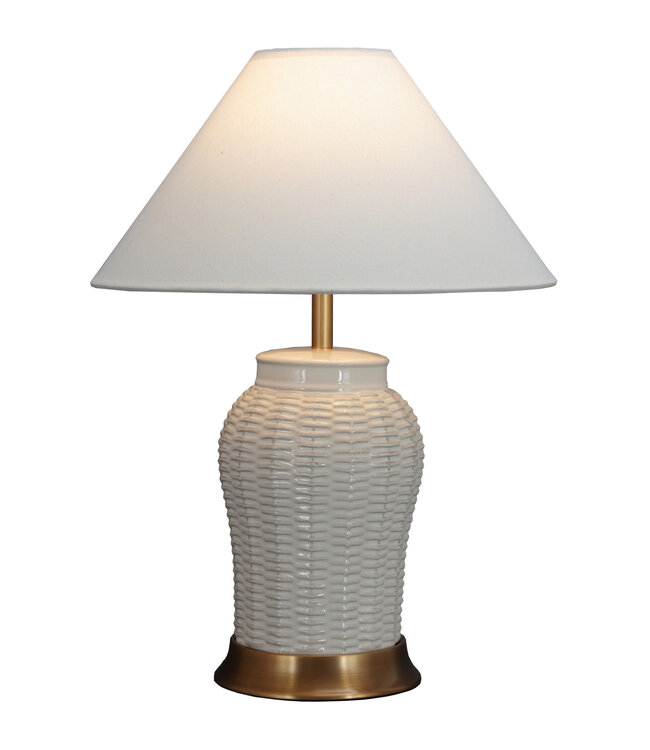 Chinese Table Lamp Porcelain with Lampshade White Contemporary Handmade D41xH55cm