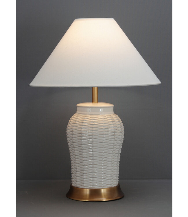 Chinese Table Lamp Porcelain with Lampshade White Contemporary Handmade D41xH55cm