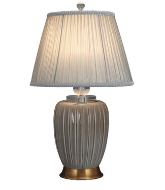 Fine Asianliving Chinese Table Lamp Porcelain with Lampshade Grey Contemporary Handmade D36xH62cm