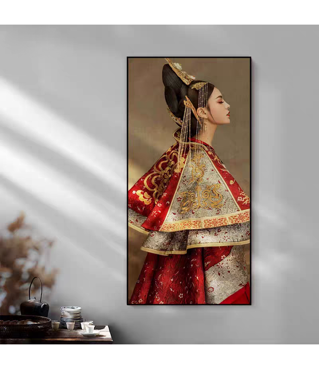 Peinture á l'Huile 100% Peint á La Main Cadre Noir 60x120cm Impératrice Chinoise