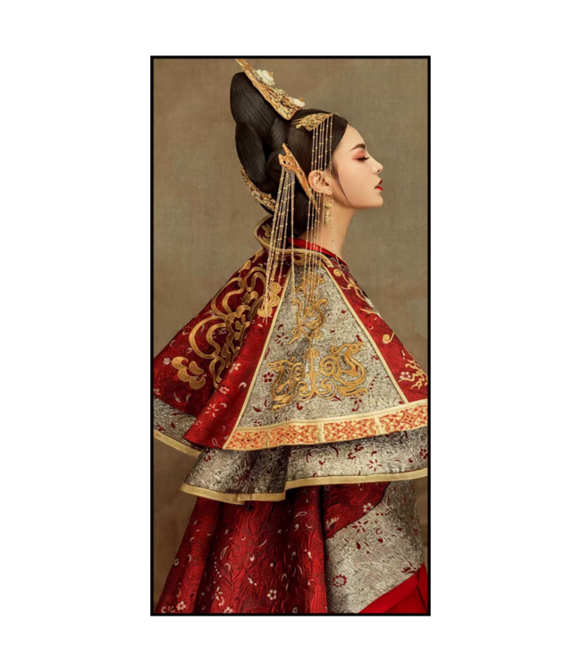 Pintura Al Óleo Cuadro Pintado a Mano Marco Negro 60x120cm Emperatriz China