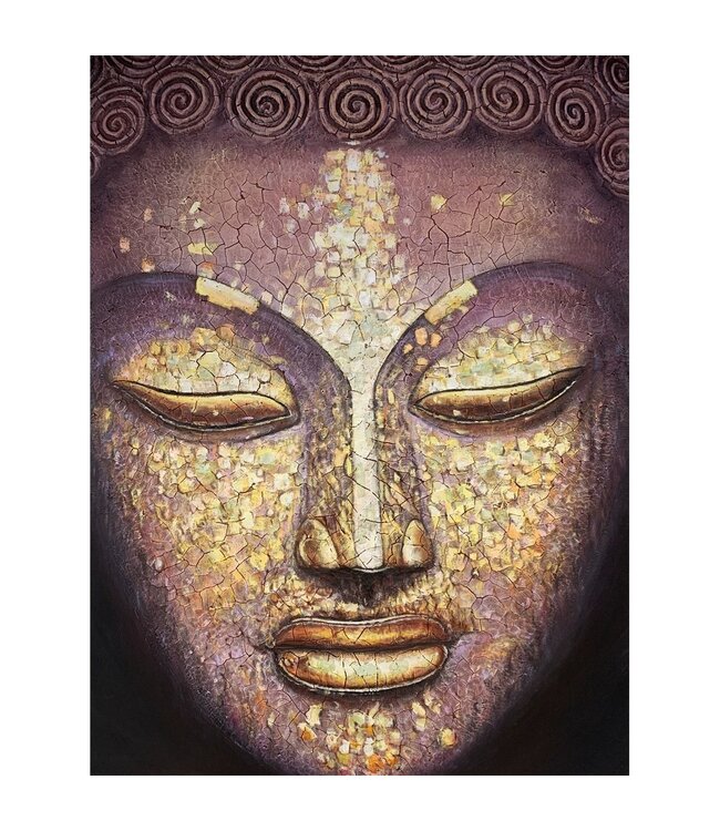 Ölgemälde 100% Handgemalt 3D Texture Rahmen Schwarz 100x150cm Buddha Gold