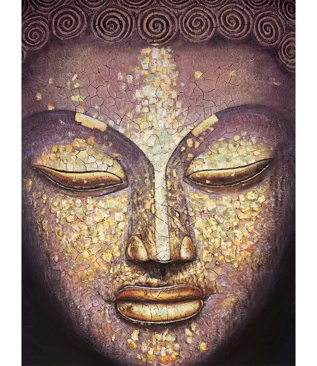 Oil Painting 100% Handpainted 3D Relief Effect Black Frame 100x150cm Buddha Gold
