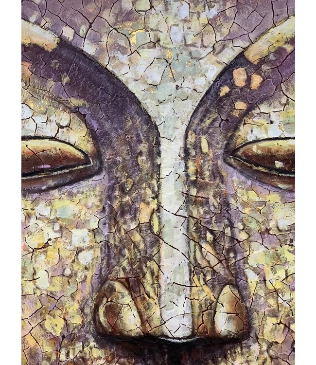 Oil Painting 100% Handpainted 3D Relief Effect Black Frame 100x150cm Buddha Gold