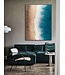 Pittura Ad Olio Dipinto a Mano 3D in Rilievo Cornice Nero 90x120cm Spiagga con Vere Pietre